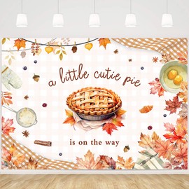 MEHOFOND 7x5ft Fall Cutie Pie Baby Shower Backdrop Little Cutie Pie Baby Shower Decorations Maple Leaves Baking Party Photo Studio Booth Background Banner