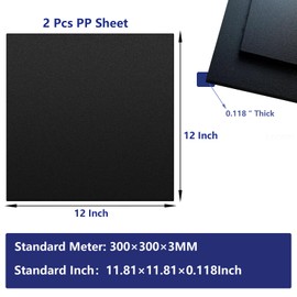 2 Pcs Black Plastic Sheets 12 x 12"x 0.12" Flexible High Tensile Plastic Sheets,Abs Plastic Sheet Hard Plastic Sheet Black Plastic Panel for DIY Materials Handicrafts Home Decoration