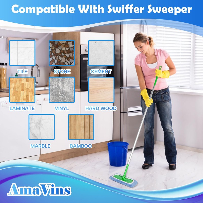 8 Pack Reusable Microfiber Mop Pads Compatible with Swiffer Sweeper