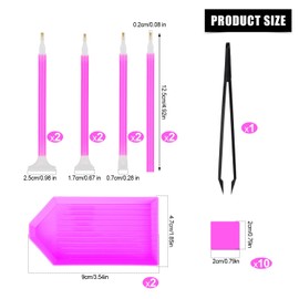 21pcs Diamond Painting Pens Refillable Wax Pens, Painting Tools Point Drill Pen Tool for Painting DIY Quickly Pick up Beads (Pink)
