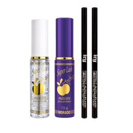 Kit Mascara de pestañas Super Lash by apple  2 Delineador Retractil IVY  Rimel Morado                                                                 