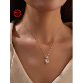 Ymeiselle S925 Sterling Silver Women Choker Necklaces 18k Gold Plated Bow Shape Pendant Necklace, Elegant Jewelry Gift for Girlfriend, Wife, Birthday, Weddings, Christmas, Mother’s Day