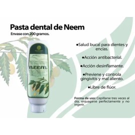5 Pastas De Neem Natural Libre De Fluor De 200 G C/u