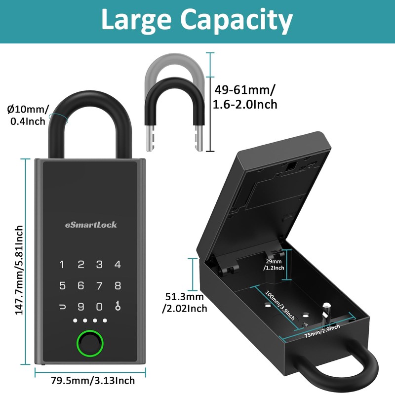 Foxlock Smart Key Lock Box, Fingerprint Wall Mounted Key Lock