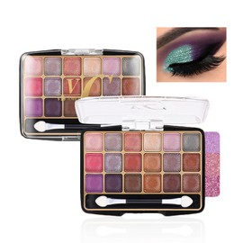 Eyeshadow Palettes, Eye Shadow Pallets For Women Long-lasting Metallic Shimmer, 18 Colors Glitter Pressed Eyeshadow Powder, Highly Pigmented Eyeshadow Make-up Palettes Easily Blended