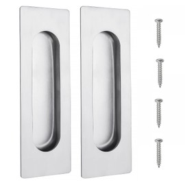 Wjelet 2 Pcs Flush Door Handles, Concealed Embedded Flush Sliding Door Pull Handles, Stainless Steel Rectangular Handle,with Hidden Screws for Cabinet, Drawer, Wardrobe