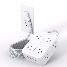 Extension Cord 25 Ft, 1080J Surge Protector Power Strip Long Cord with 8 AC Outlets and 4 USB Ports (2 USB-C), Wall Mount, Desk Charging Station for Home, Office, College Dorm Room Essentials