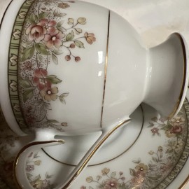 NORITAKE IRELAND” MORNING JEWEL” # 2767 FOOTED CUP & SAUCER