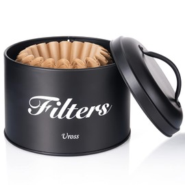 Uross Soporte para filtro de café, soporte para filtro de café con tapa, color negro