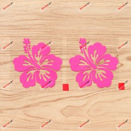 2 Pack Hot Pink, 4 Inches - Hibiscus Flower Hawaiian Decal Sticker Vinyl Hawaii Aloha - for Car Boat Laptop 07121