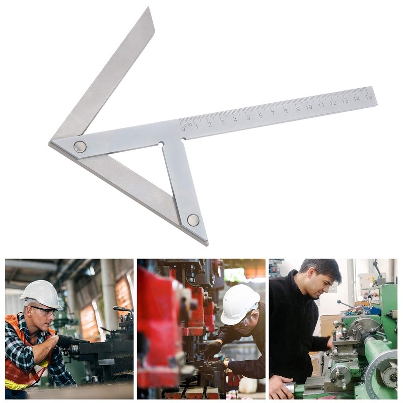 Faceuer Centering Angle Measuring Ruler, Thickened Design, Stainless Steel, 15