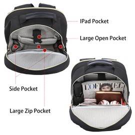 LOVEVOOK Laptop Backpack Purse for Women, Work Travel Computer Bags, Quilted Casual College Daypack with USB Port, Fit 15.6 Inch Laptop, Black