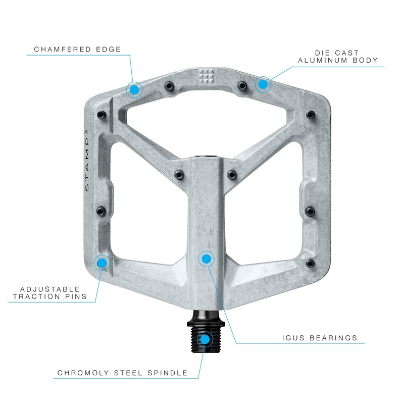 Crank Brothers Flat Pedal for MTB Stamp 2 L Raw