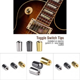 Guitar Switch Cap 3 Way Toggle Switch Knob Guitar Switch Tip for Electric Guitar for Guitar Lovers(Silver+black+gold,3 5mm)