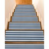 Stair Treads for Wooden Steps, Navy Blue Gray White Stripe