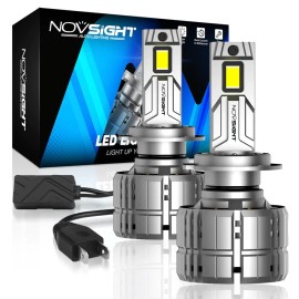 NOVSIGHT Set of 2 NOVSIGHT H7 LED Headlight Bulbs High Low Beam 6500K 40000LM Bright Lamp