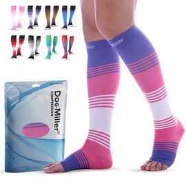 Doc Miller Calcetines de Compresión de Punta Abierta (1 par) 20-30 mmHg Medias de Compresión Para Ejercicio, Recuperación, Dolores, Varices, Mangas pa