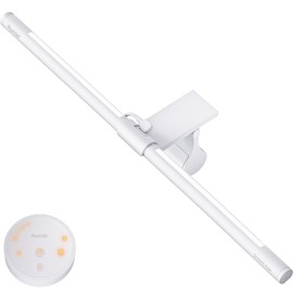 Quntis Monitor Light Bar with Remote, Eye-Care No Glare, Space Saving Home Office Desk Lamp (White), Stepless Dimming, Easy Setup LED Computer Light Backlight for Curved Gaming Monitors Reading Study