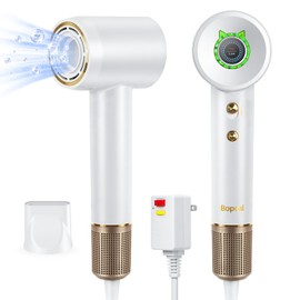 Hair Dryer - Bopcal Ionic Blow Dryer with Concentrator for All Hair Types,110000 RPM High-Speed Fast Drying Lightweight and Quiet, 200 Million Negative Ions Dryer with Thermo-Control (1500w)