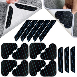 MANJIAMEI 16 Pcs Rug Grippers for Laminate Floor, Washable & Reusable Rug Floor Grips Rug Pads, Anti Slip Rug Underlay Suitable Carpet Grippers for Marble Wooden Floors and Hard Floors