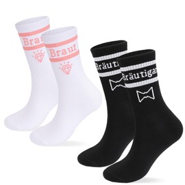 YANSYUN Wedding Gifts for Bride and Groom 2 Pairs Cotton Socks Wedding Socks Gifts Wedding Gift, bride and groom, One size fits all