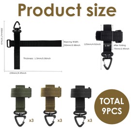 Ptenzor 9-Piece Nylon Glove Holders with Keychain – Tactical Glove Straps for Duty Belts, Climbing, and Outdoor Activities (Gloves Not Included)