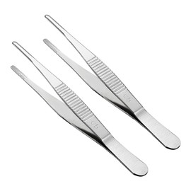 CoCud Tweezers, 125mm Length, Stainless Steel Straight Blunt Serrated Tip Tweezer - (Applications: for Mechanical Equipment Product Repair), 2-Pieces