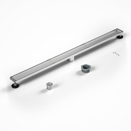 Bochni Linear Shower Drain 40" Brushed 304 Stainless Steel | Fast Drainage | Tile Inserted | Stainless Floor Drain Grate | Hair Strainer | Drain Key | The Upgrade for Your Bathroom