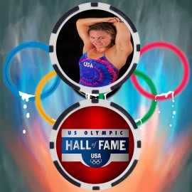 Olympics Jenny Thompson Swimming Olympian Collectible Poker Chip Button