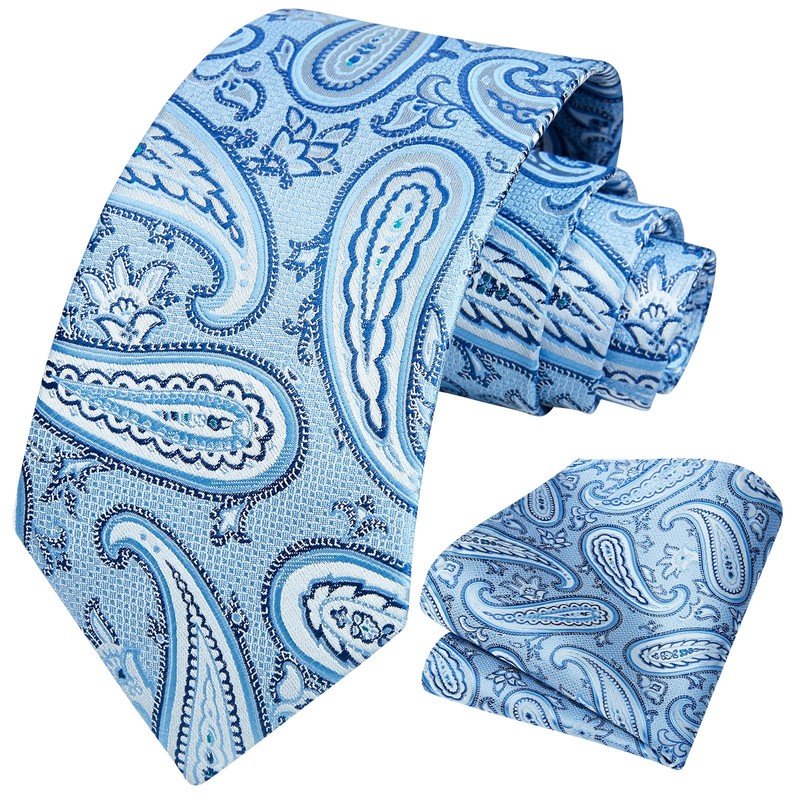 HISDERN Men's Paisley Tie Formal Casual Floral Ties Pocket Square