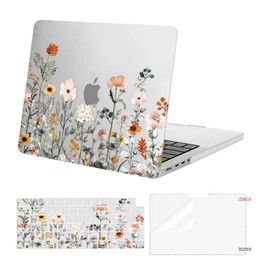 MOSISO Funda Dura Compatible con MacBook Pro 14 2024-2021 M3 A2918 A2992 M2 A2779 M1 A2442 Pro Max Chip,Flores de Jardín Carcasa Rígida de Plástico&Cubierta de Teclado&Protector Pantalla, Transparente