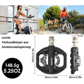 TacoBey MTB Bike Pedal Dual Platform is compatible with ShimanoSPD Mountain Clipless Pedal, 3 Seal Bearing Anti-Slip Lightweight Nylon Fiber Bicycle Platform Pedal for BMXMTB Spin Trekking Bikes