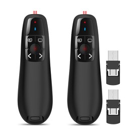 PowerPoint Clicker Presentation Remote Pointer: 2-in-1 USB Type C Wireless Presenter Clicker - Universal Power Point PPT Slide Advancer for Mac MacBook Laptop PC Computer Keynote - 2 Pack