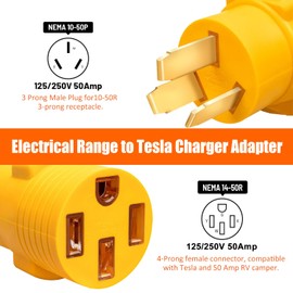 Nema 14-50 Adapter, NEMA 50Amp 10-50P to 14-50R Plug Adapter, 4 Prong to 3 Prong Adapter, for Dryer Adapter, for Welder Generator RV Electrical Vehicle Charging Adapter
