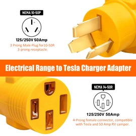 Nema 14-50 Adapter, NEMA 50Amp 10-50P to 14-50R Plug Adapter, 4 Prong to 3 Prong Adapter, for Dryer Adapter, for Welder Generator RV Electrical Vehicle Charging Adapter