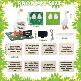 Magnetic Goose Key Holder, 7inch Desk Goose Statue with 2 Wooden Base & 8 Funny Quotes Signs 1 Writable Signs 1 Chalk, Kawaii Room Home Office Table Desk Decor, New Apartment Housewarming Gifts