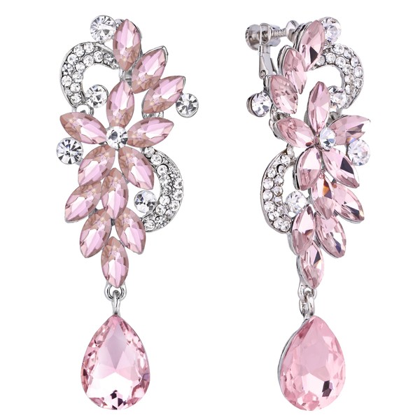 Clearine Women's Bohemian Boho Crystal Flower Wedding Bridal Chandelier Teardrop