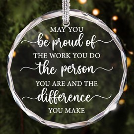 Employee Appreciation Gifts for Women Men, Thank You Gift for Women Coworkers Teacher Mentor Friends Leaders Employees Teachers Nurse Secretary - Boss Day Thanksgiving Day Christmas Glass Ornament-48