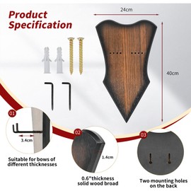 SPG Archery Bow Wall Mount - Horizontal Bow Display Stand Adjustable Bow Hanger for Compound Recurve Bow Longbow Space-Saving Holds Up to 13lbs (Large)