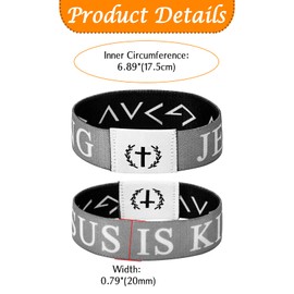 Flongo WWJD Armband mit NFC-Chip für Herren: Täglicher Bibelvers kreuz Armband Elastisches Christliches Verstellbar Armkette für Männer und Frauen Jesus Religiöses Geschenk für Christian