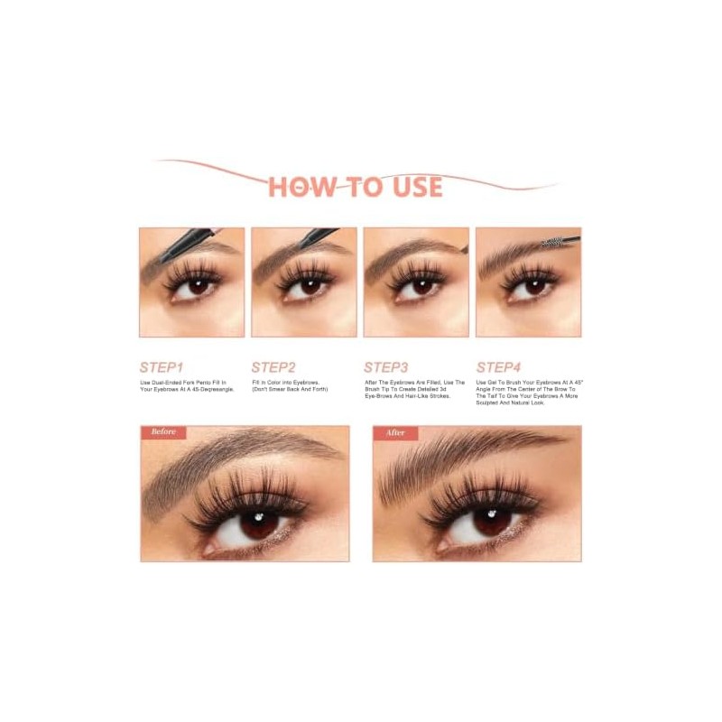 Lápiz de cejas 2 uds efecto microblading 3D impermeable –