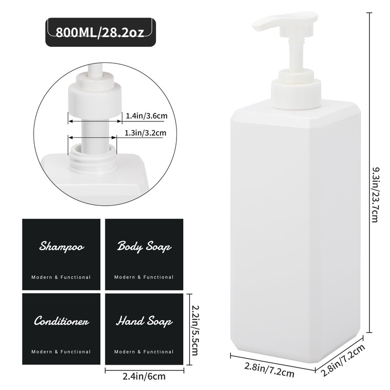 Segus Shower Soap Dispenser, 3 Pieces 800ml Shampoo and Conditioner