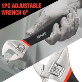 DNA Motoring TOOLS-00033 5 Piece Tool Kit, Includes Multi-Use Forged Hardened Steel Lock Jaw Wrench, Slip Joint Plier, Needle Nose Plier, Long Nose Plier, and Adjustable Wrench, 1 Set, Orange/Black