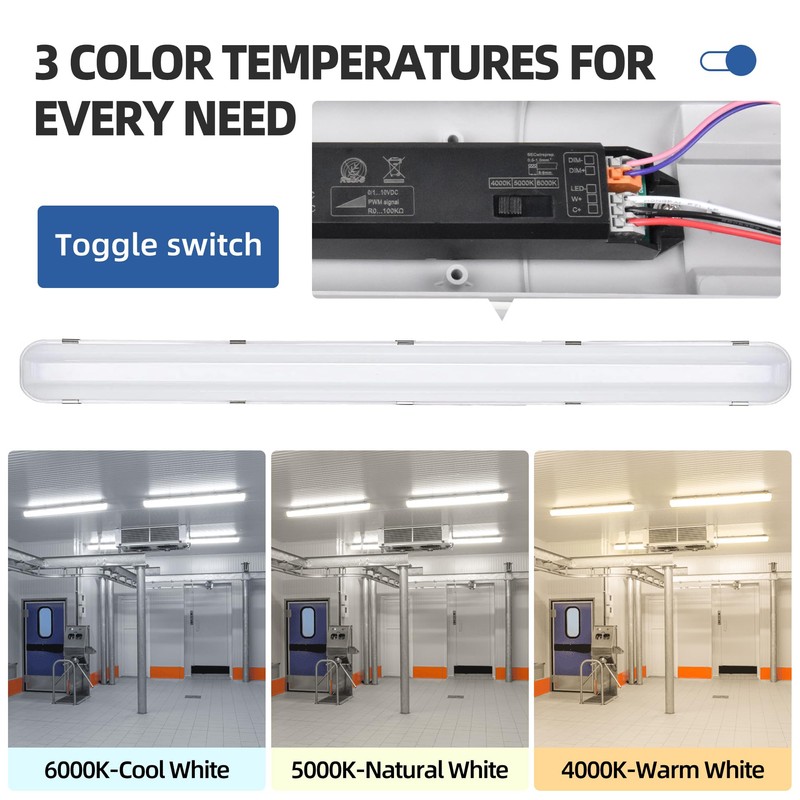 hykolity 4FT LED Vapor Tight Light, 40/50/60W Vapor Light Fixture