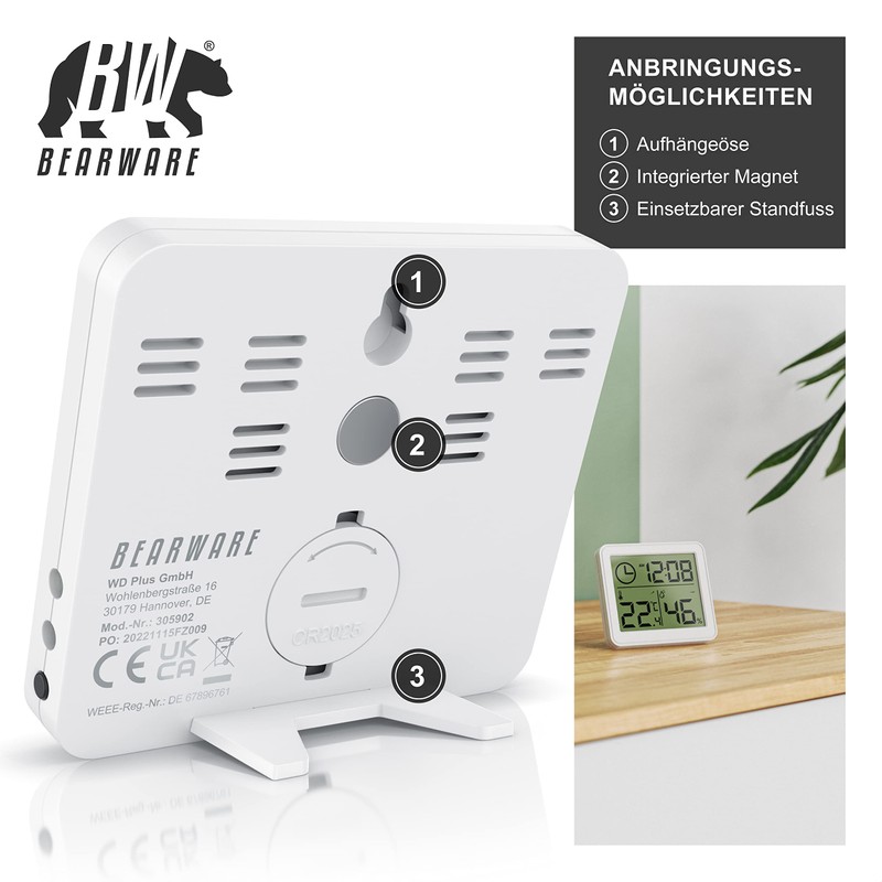 CSL Digital Mini Thermo-Hygrometer, Indoor Thermometer, Room Thermometer, Temperature and