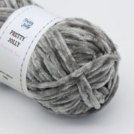 Pretty Jolly 2 Knäuel, weiches Chenille-Garn, Samtgarn, ausgefallenes Garn zum Häkeln, Weben, DIY, Basteln, Deckengarn zum Stricken, insgesamt 2 × 255 m (2 × 279 m, 2 × 150 g), Hellgrau