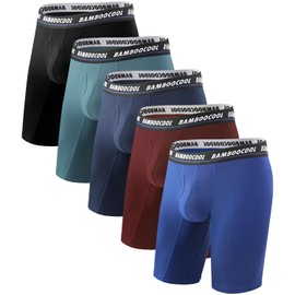 BAMBOO COOL Men's Long Boxer Briefs Performance Long Leg Sports Boxer Brief Underwear MultiPack