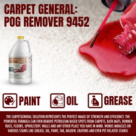 CarpetGeneral POG Remover 9452 - Heavy Duty Carpet Stain Remover - The Ultimate Carpet Stain Solution for Residential, Industrial & Commercial Use - Paint, Oil & Grease Eliminator & Cleaner 1 Gallon