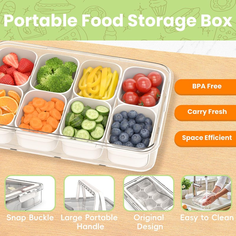 2 Pack Box Charcuterie Container with Dividers 12 Compartments,Snackle Boxes