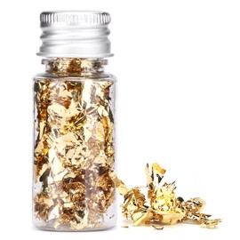 Omabeta 2 Bottles Decorative Gold Foil Paper, Gold Leaf Flakes for Food Dessert Decoration, Jewelry Making